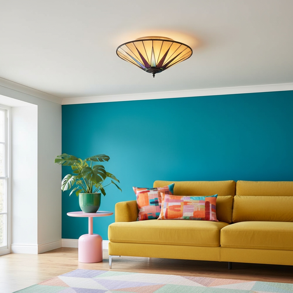 TiffStar ceiling light in a colorful room