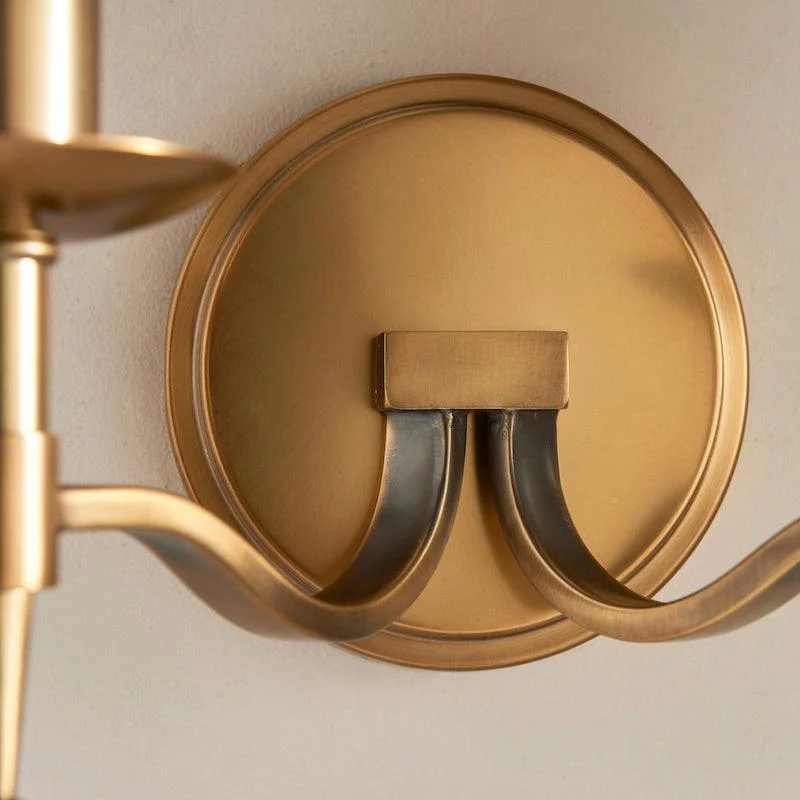 Close view of Tela round brass backplate