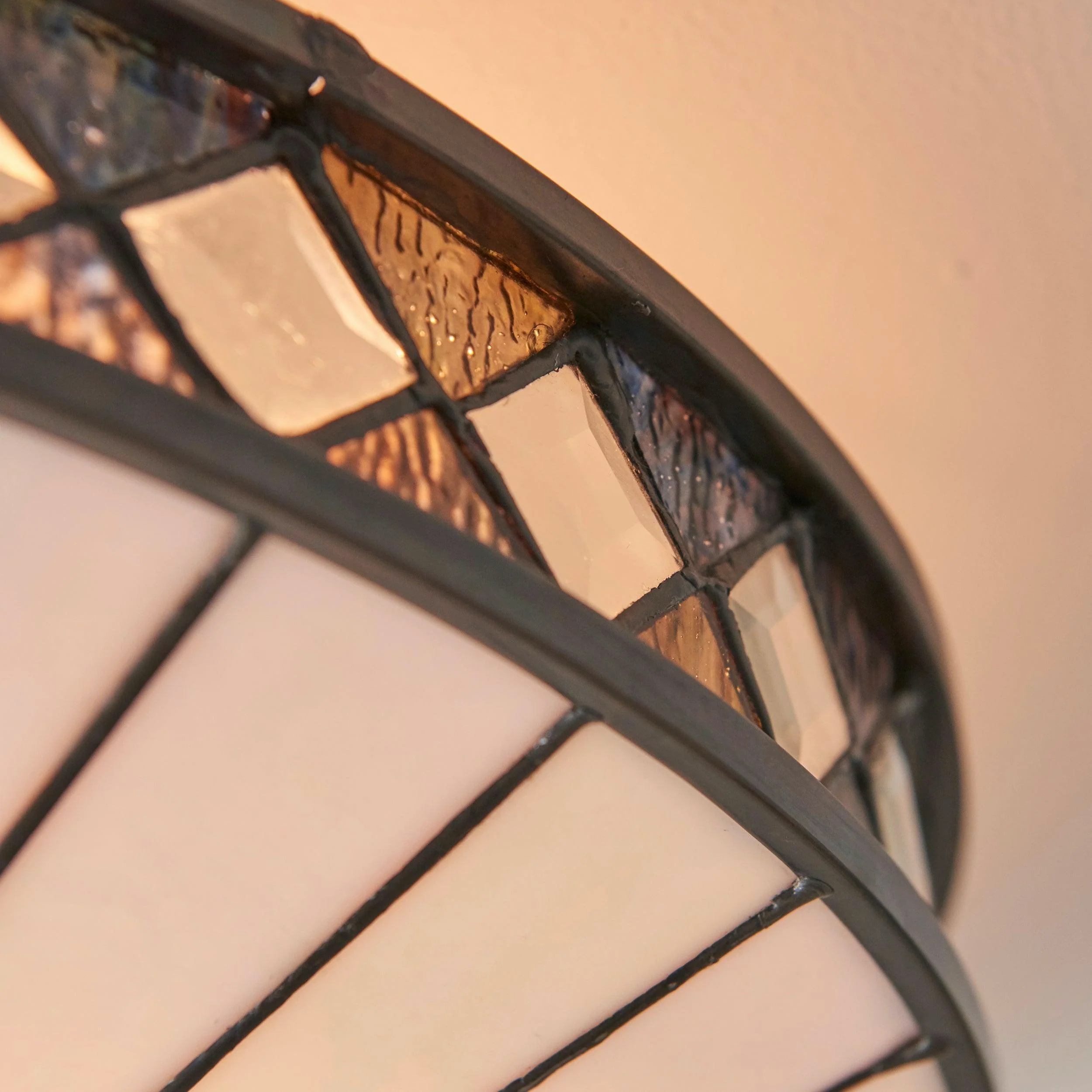 Detail of stained glass panels on TiffStar light
