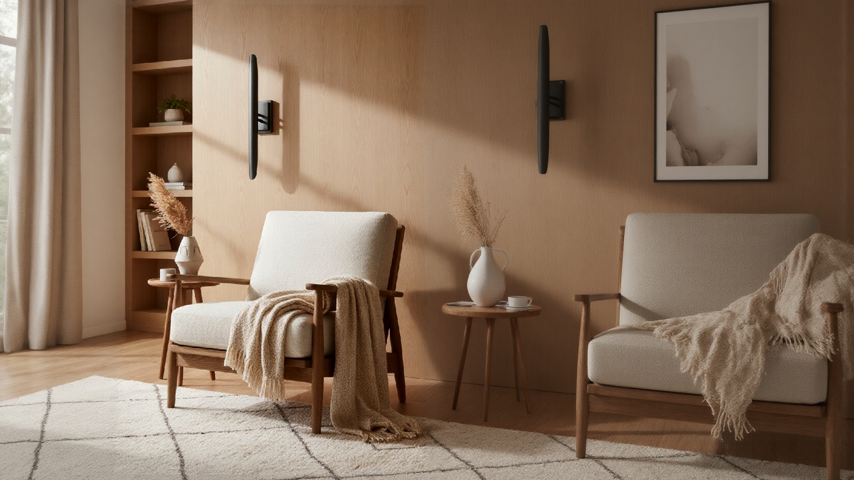 Aplique de pared Modo en un cálido salón moderno