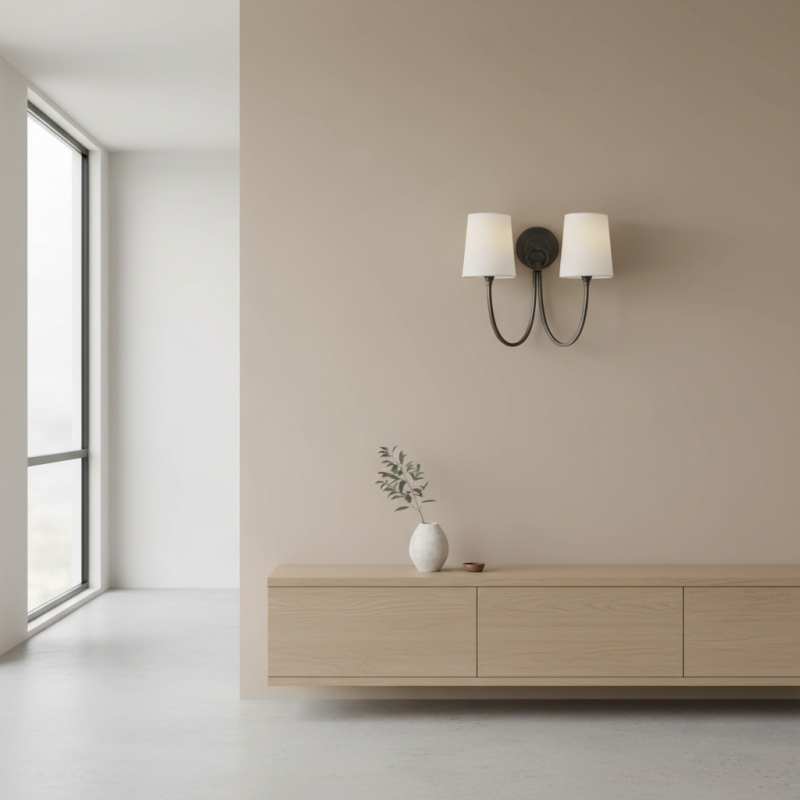 Roven wall sconce above cabinet