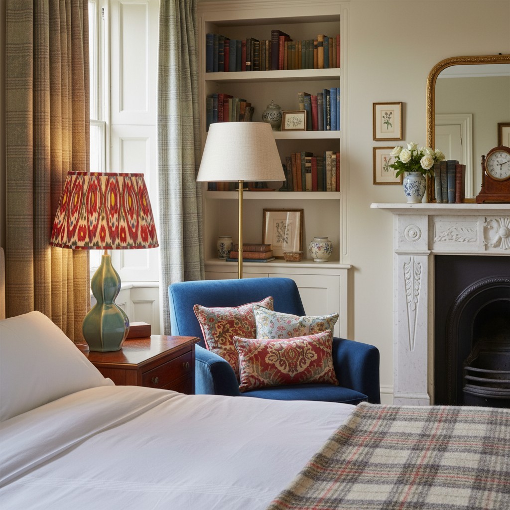 Thalune table lamp styled beside a bed