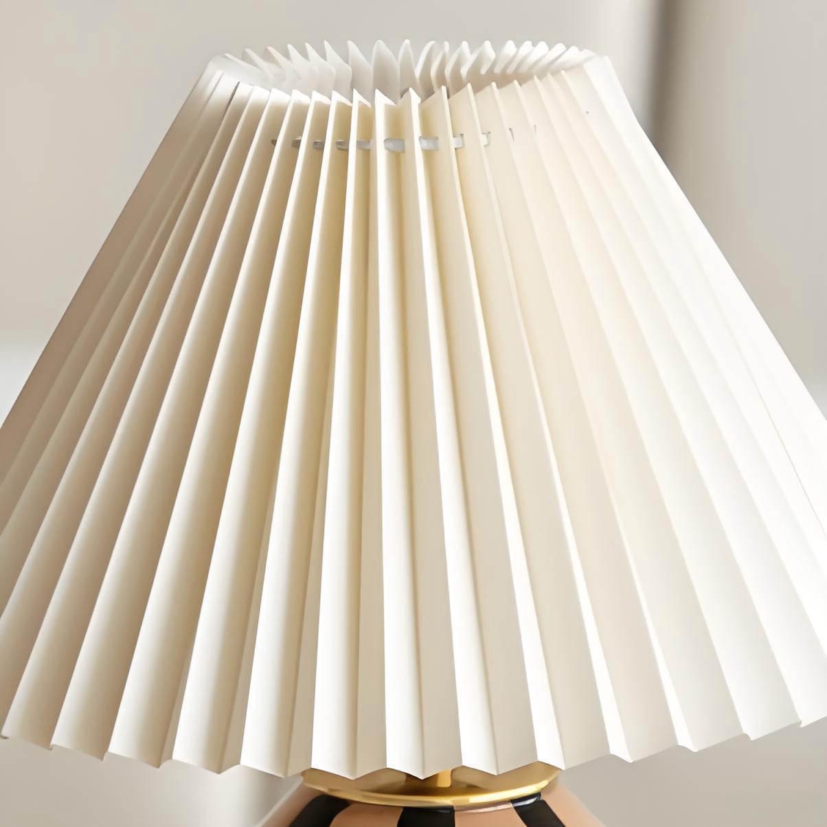 Close-up of the pleated fabric shade