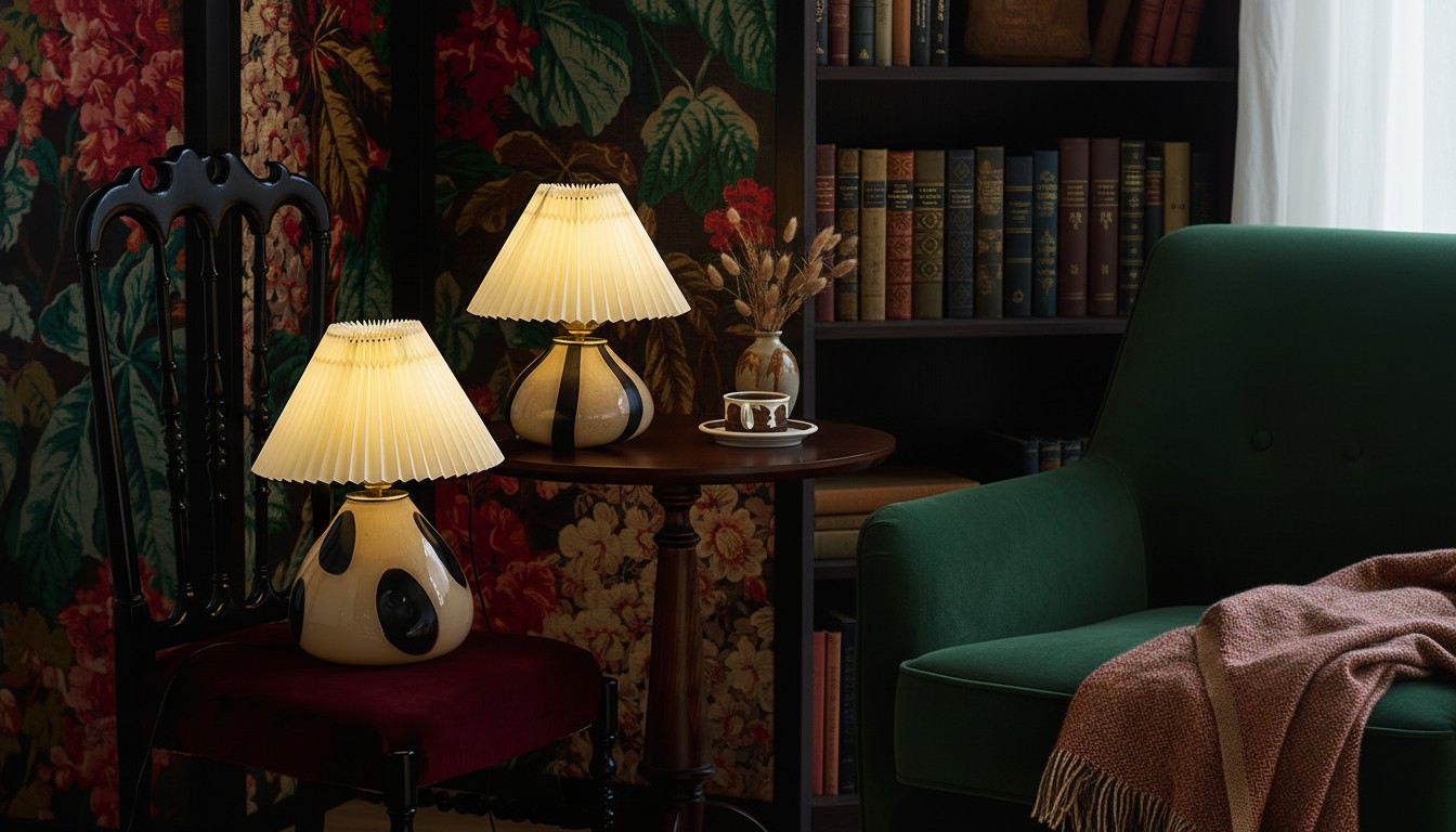 Undara series table lamps in a library room scene