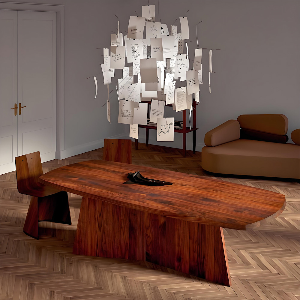 Renee pendant light viewed from dining room angle