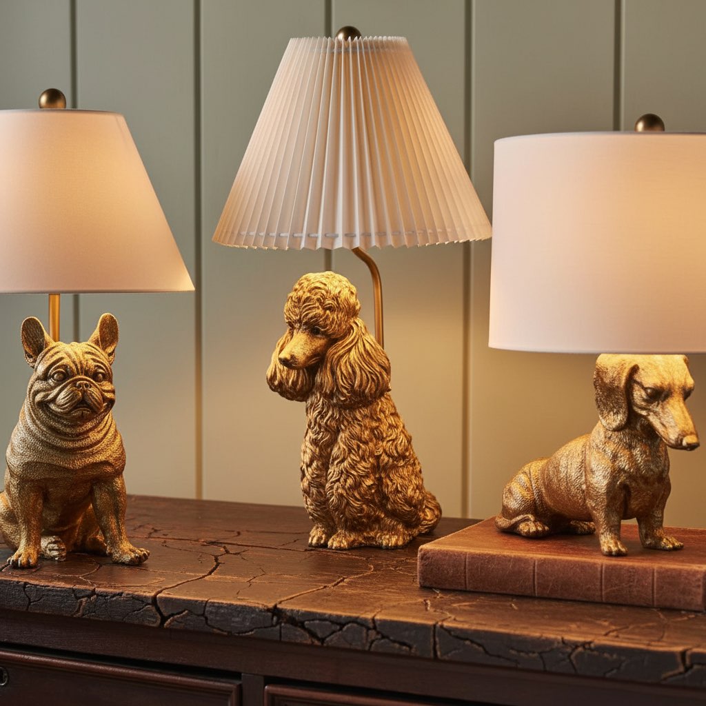 Customer styled animal lamps on a console