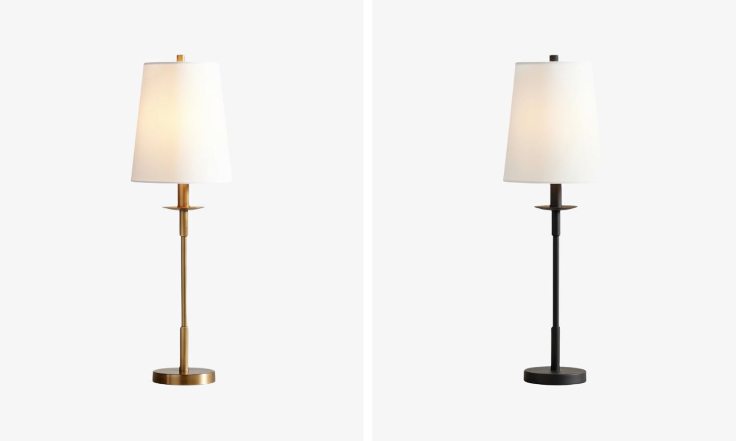 Two Rowan lamp finish options shown side by side