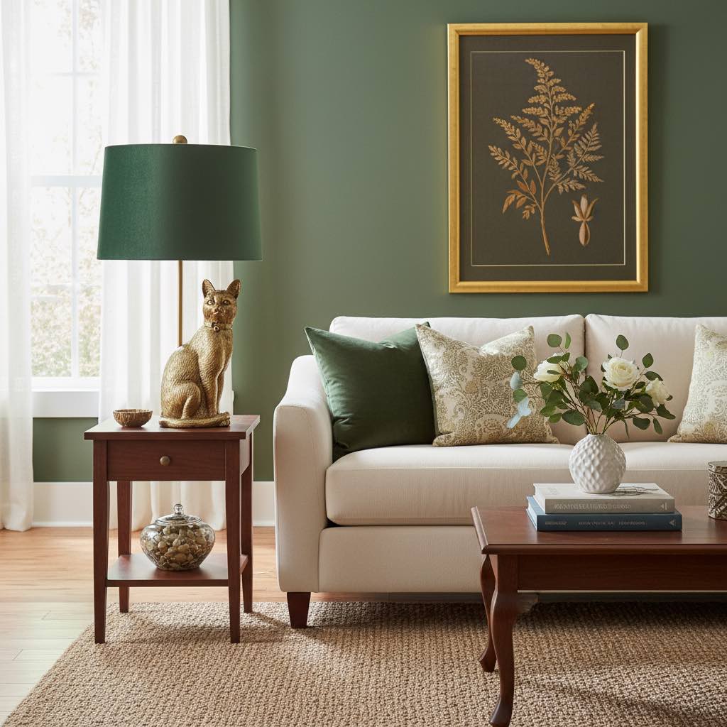 Pawdia table lamp styled with a sofa in a living room
