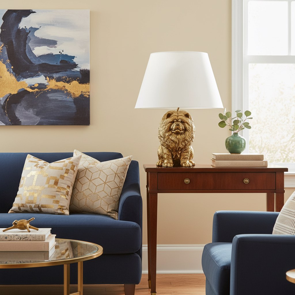 Animal table lamp on a side table in a lounge setting