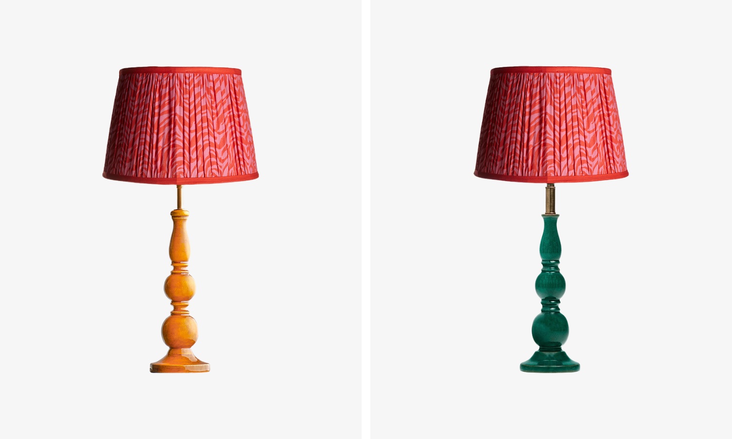 Grainora table lamp finish choices in yellow and green
