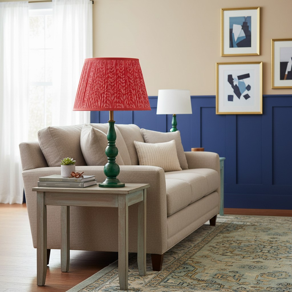 Grainora table lamp in a living room beside a sofa