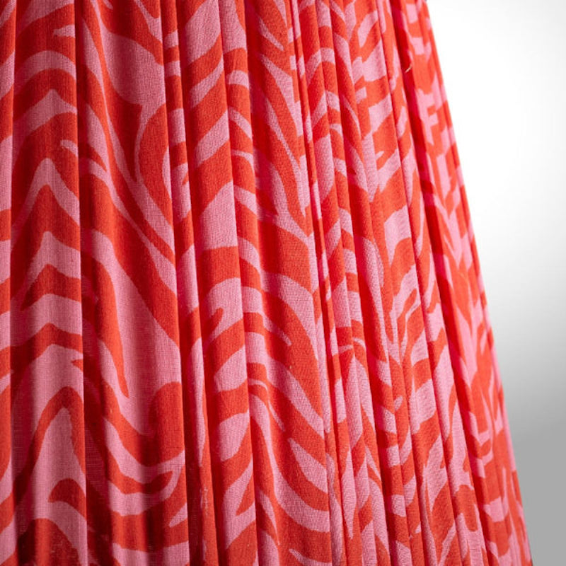 Close-up of the Grainora red fabric lampshade texture
