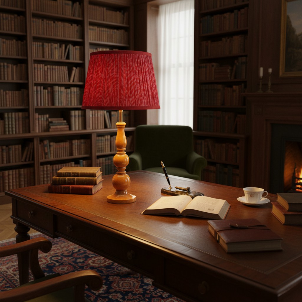 Grainora table lamp on a reading table in a study room