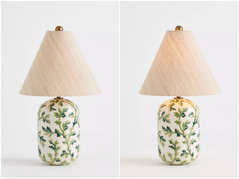Switch light comparison for Ceruna ceramic table lamp
