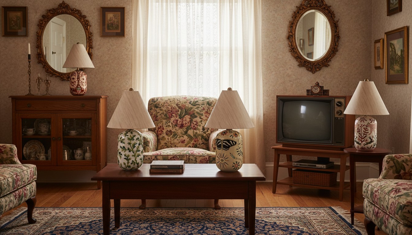 Multiple Ceruna ceramic table lamps styled in a living room