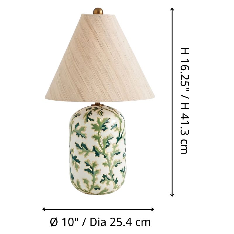 Ceruna ceramic table lamp size diagram