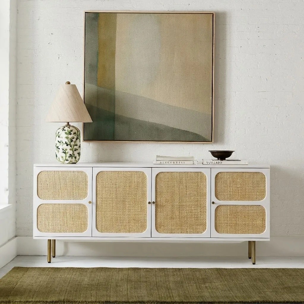 Ceruna table lamp on a media console