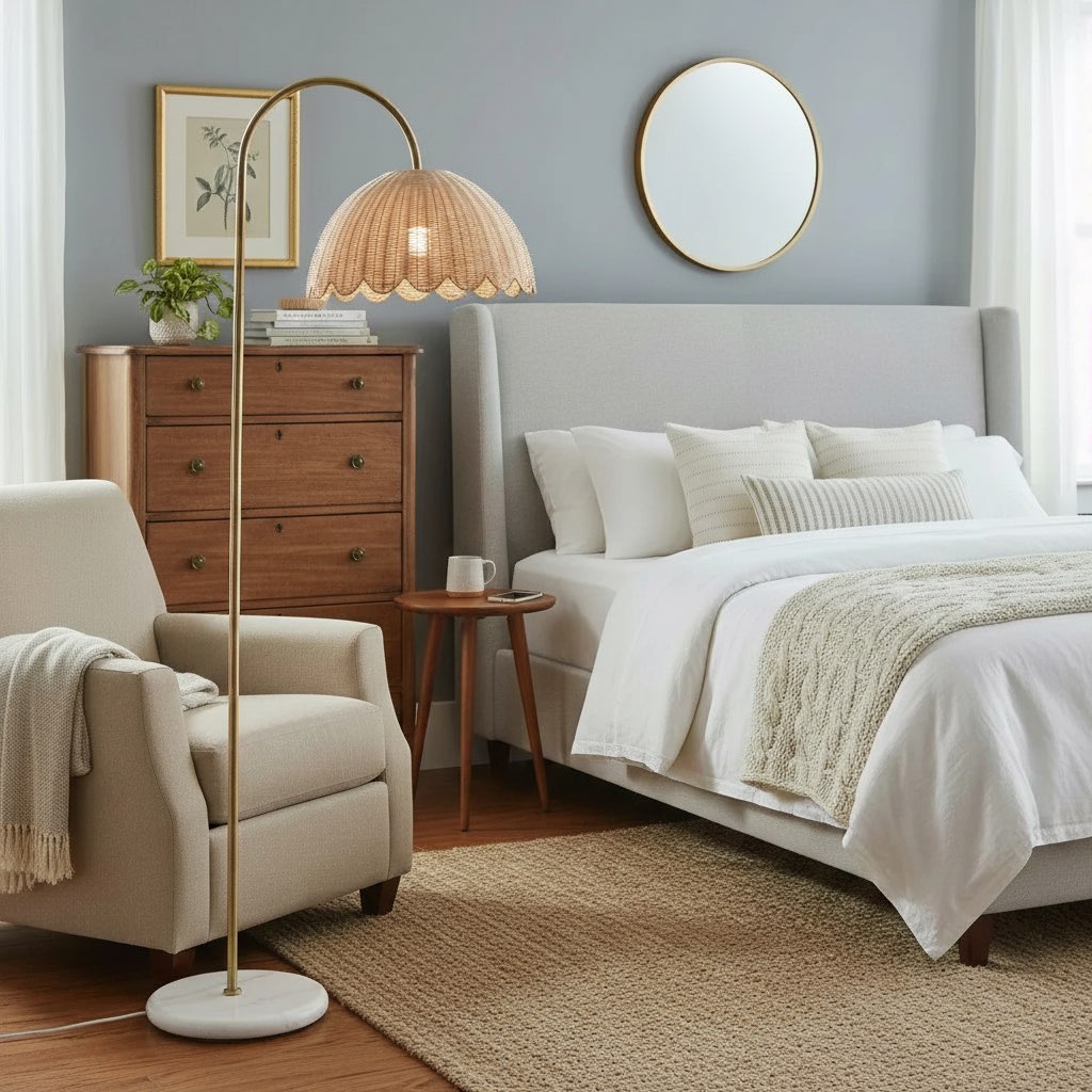 Olvara floor lamp in a bedroom
