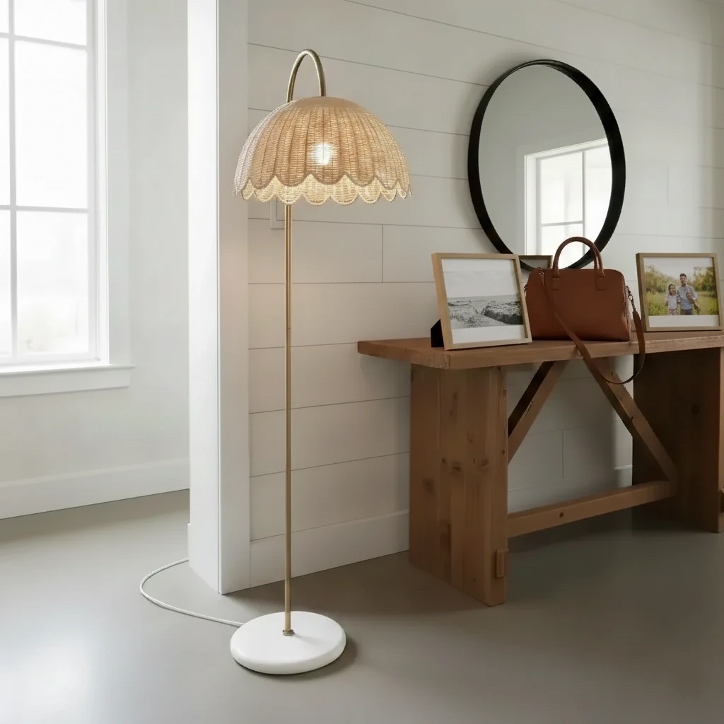 Customer photo of Olvara floor lamp near a console