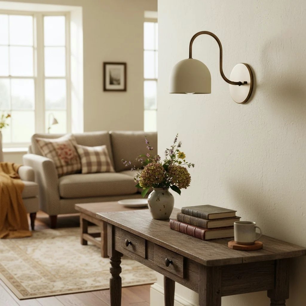 Curva wall sconce beside seating