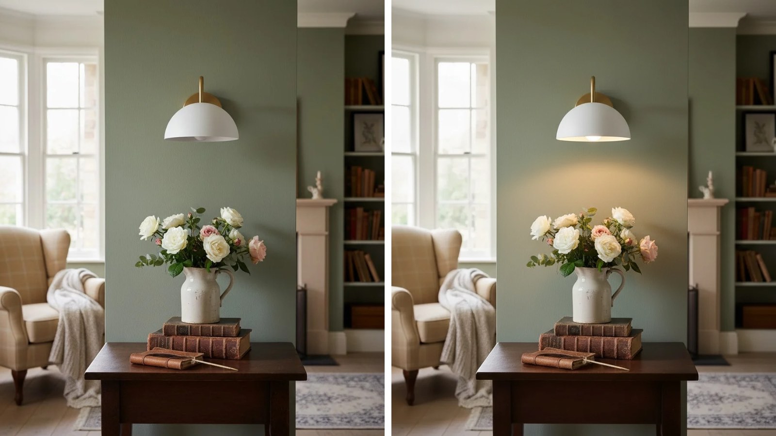 Switch light comparison for Curva wall sconce