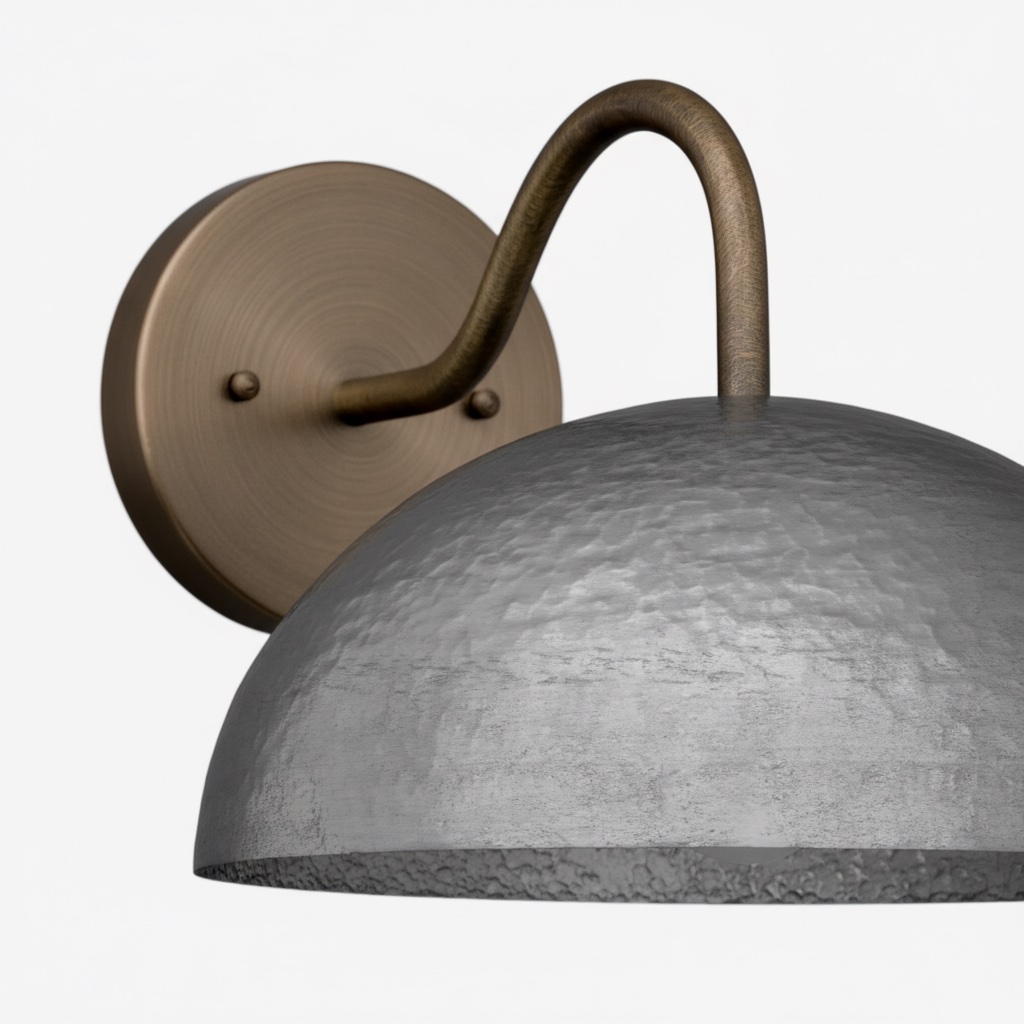 Curva wall sconce hammered dome close up