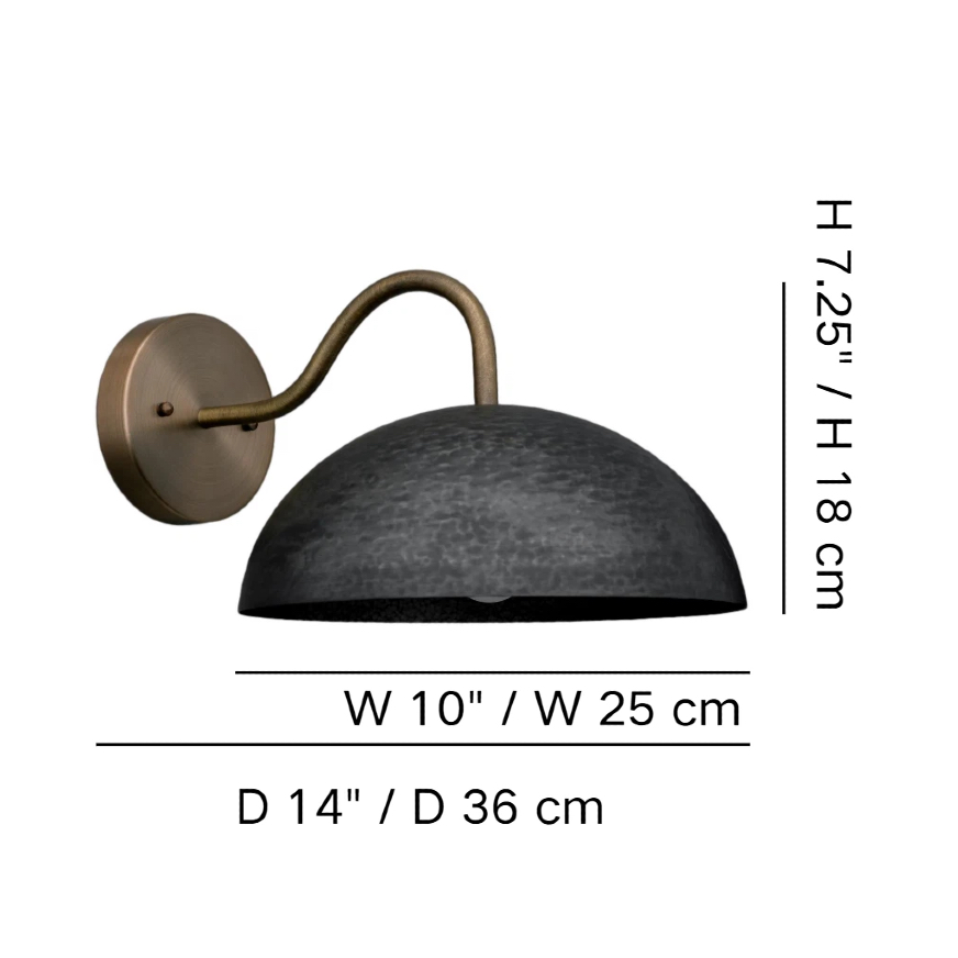 Curva wall sconce size diagram