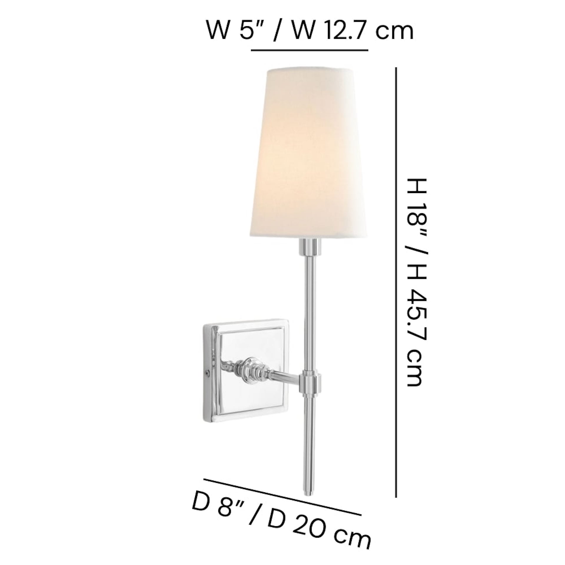 Derlina one-head wall lamp dimension diagram