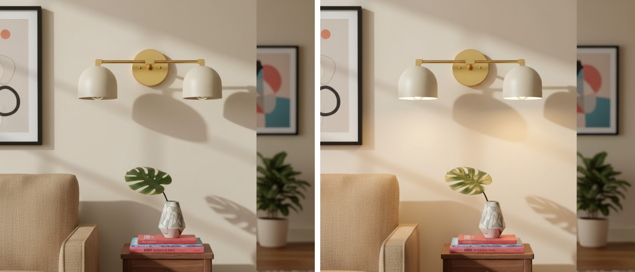 Switch light comparison for Metio dome vanity lamp