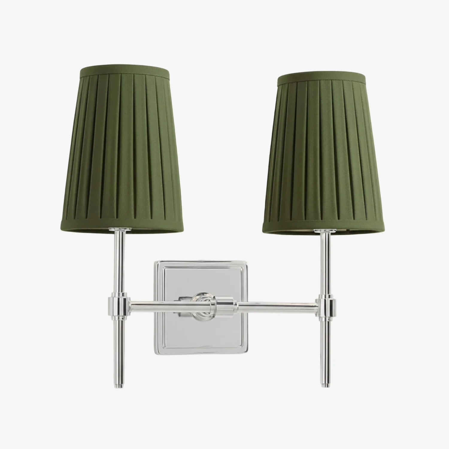 Derlina two-head wall lamp green shade brass option