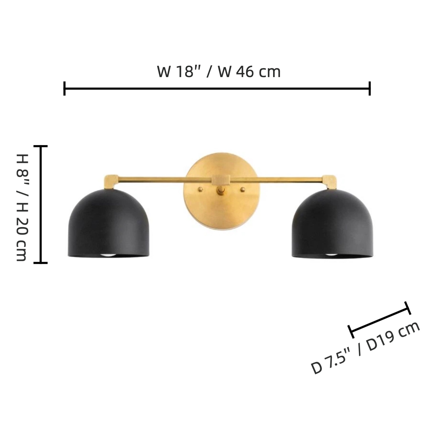 Metio vanity lamp dimensions diagram