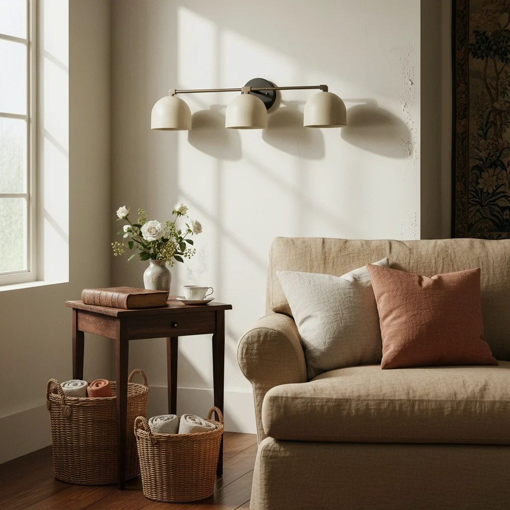 Metio vanity lamp above a sofa