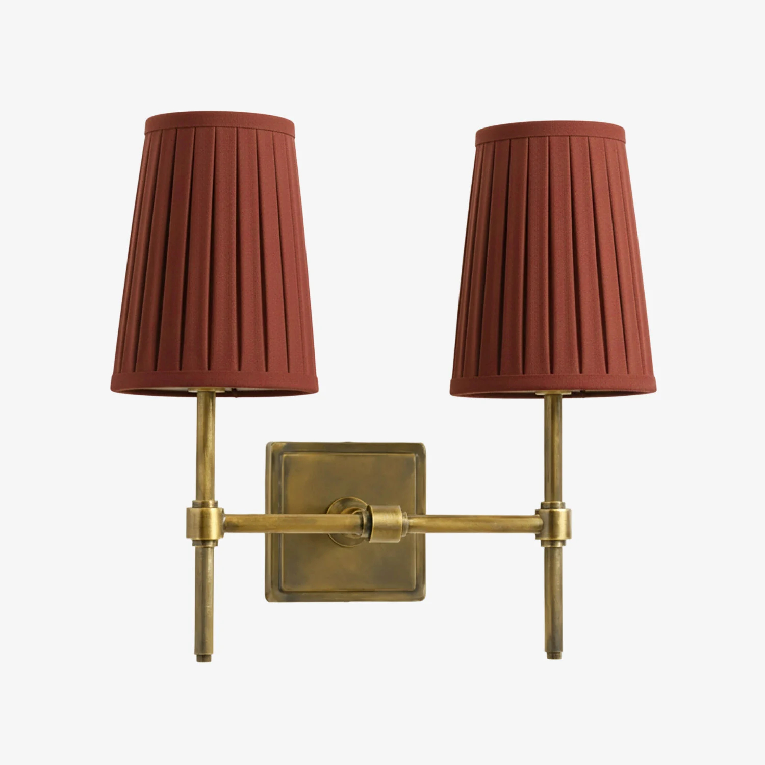 Derlina two-head wall lamp finish and shade combination