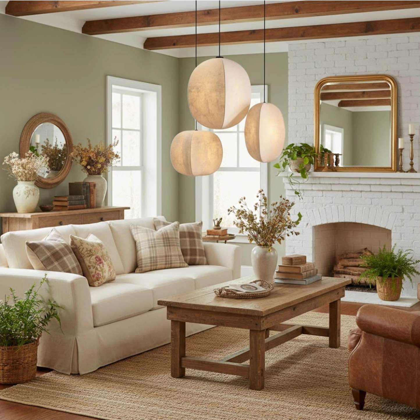 Diora pendant trio in a lounge setting