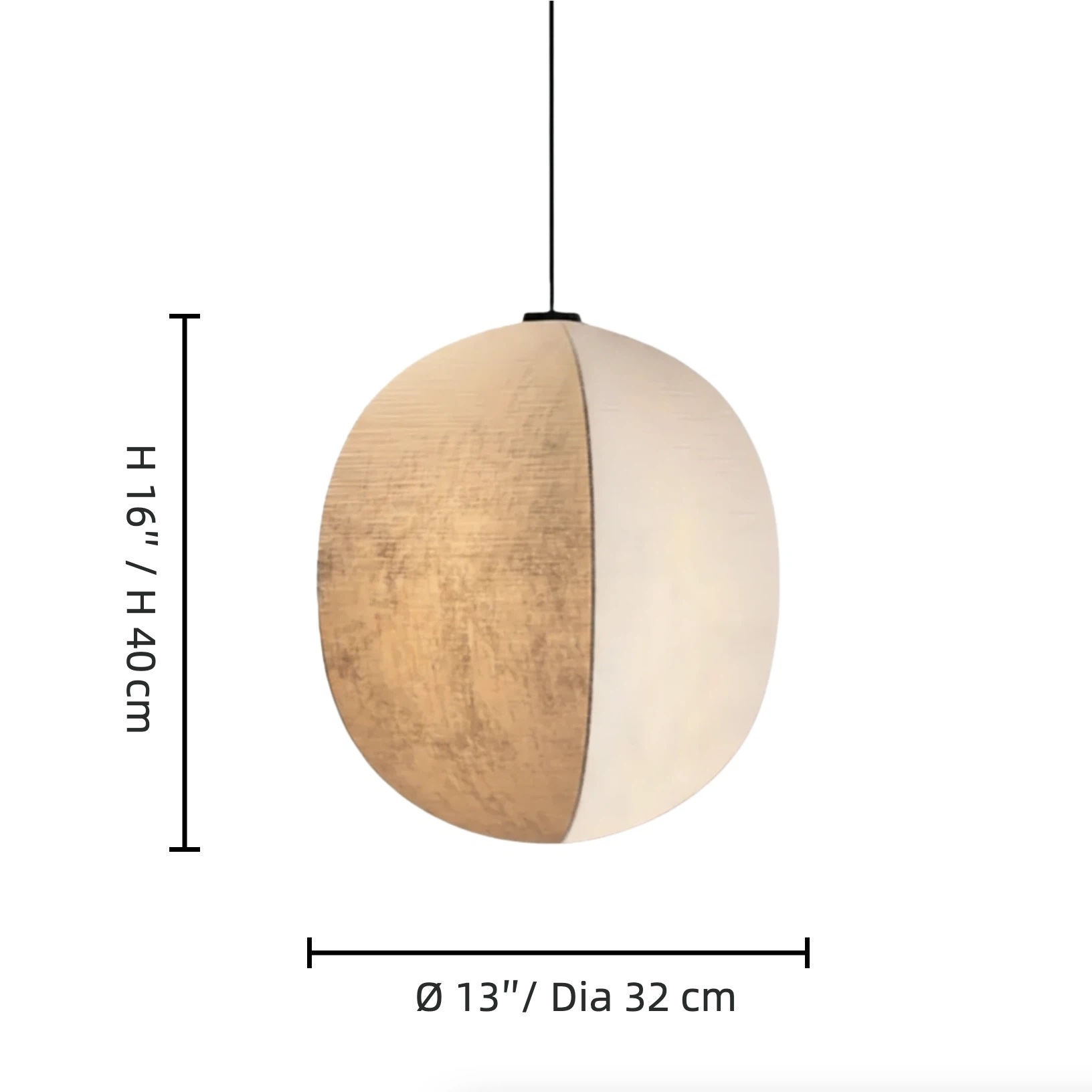 Diora pendant size diagram