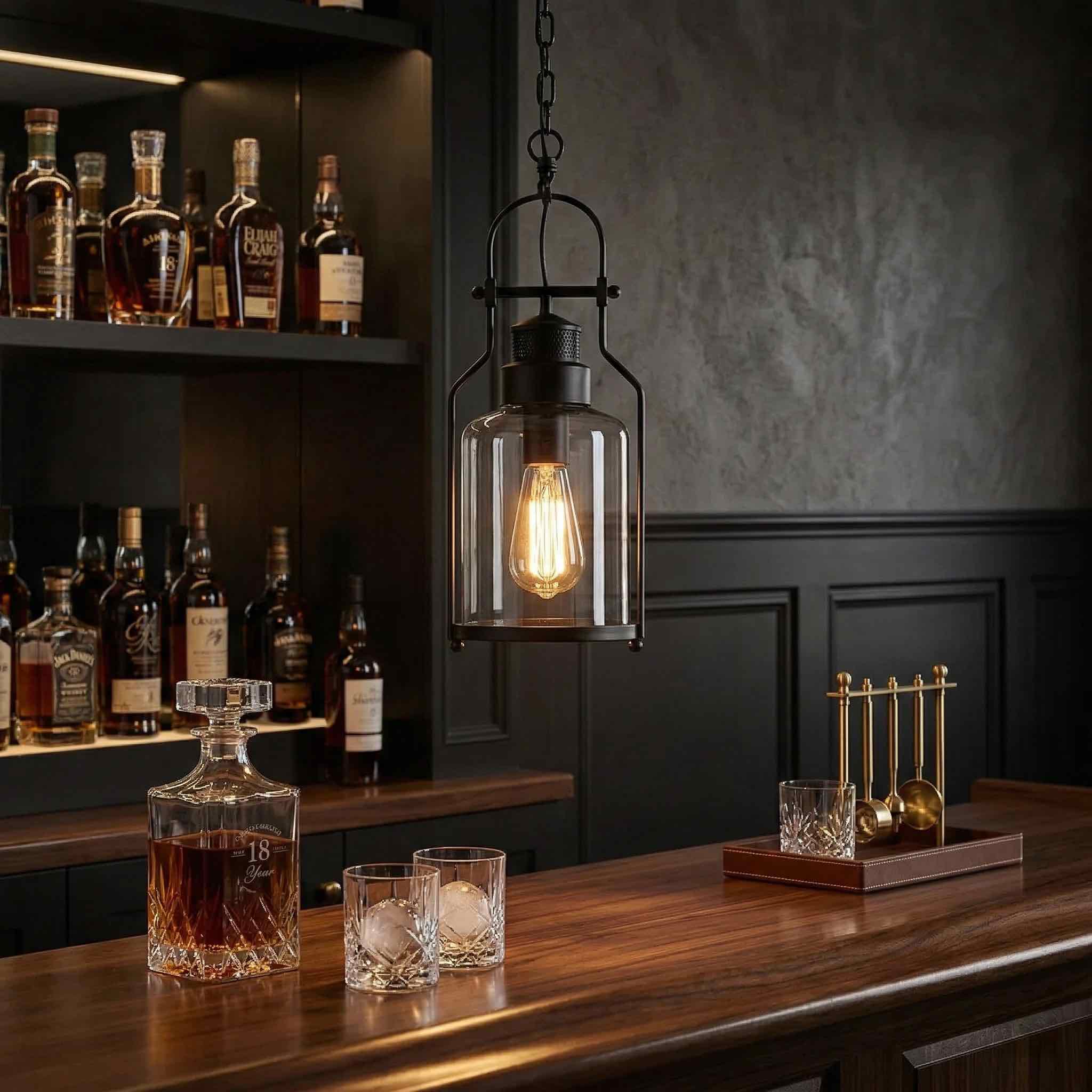 Lirra pendant light over a bar counter