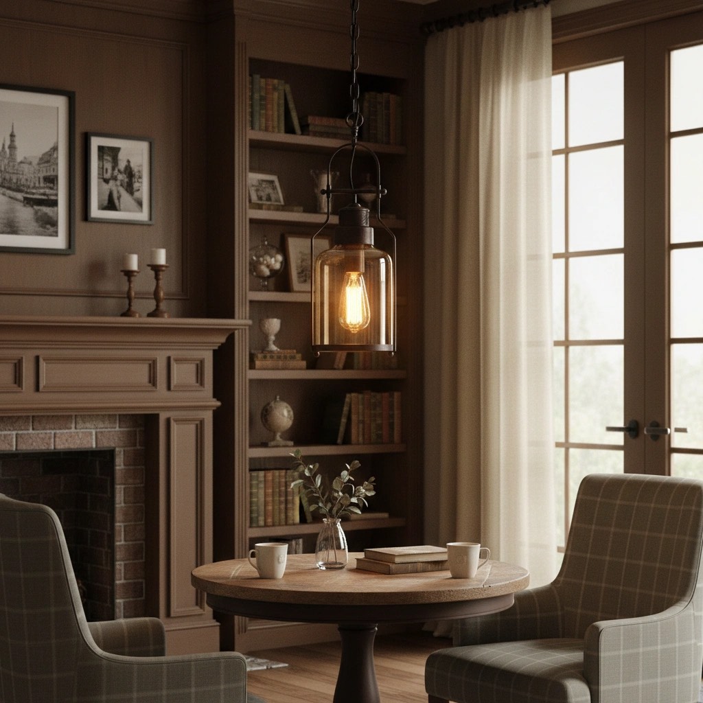 Lirra pendant light in a cozy sitting area