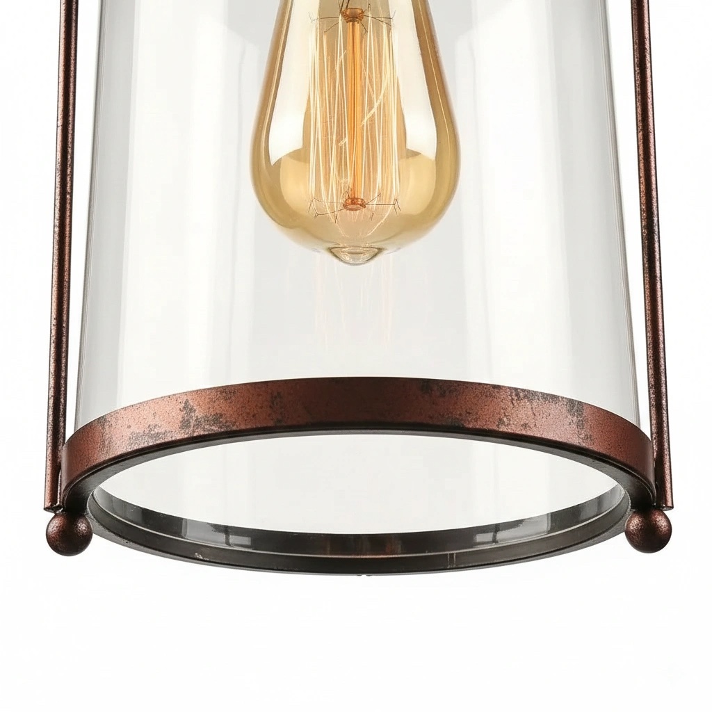 Close-up of Lirra glass shade rim and bulb