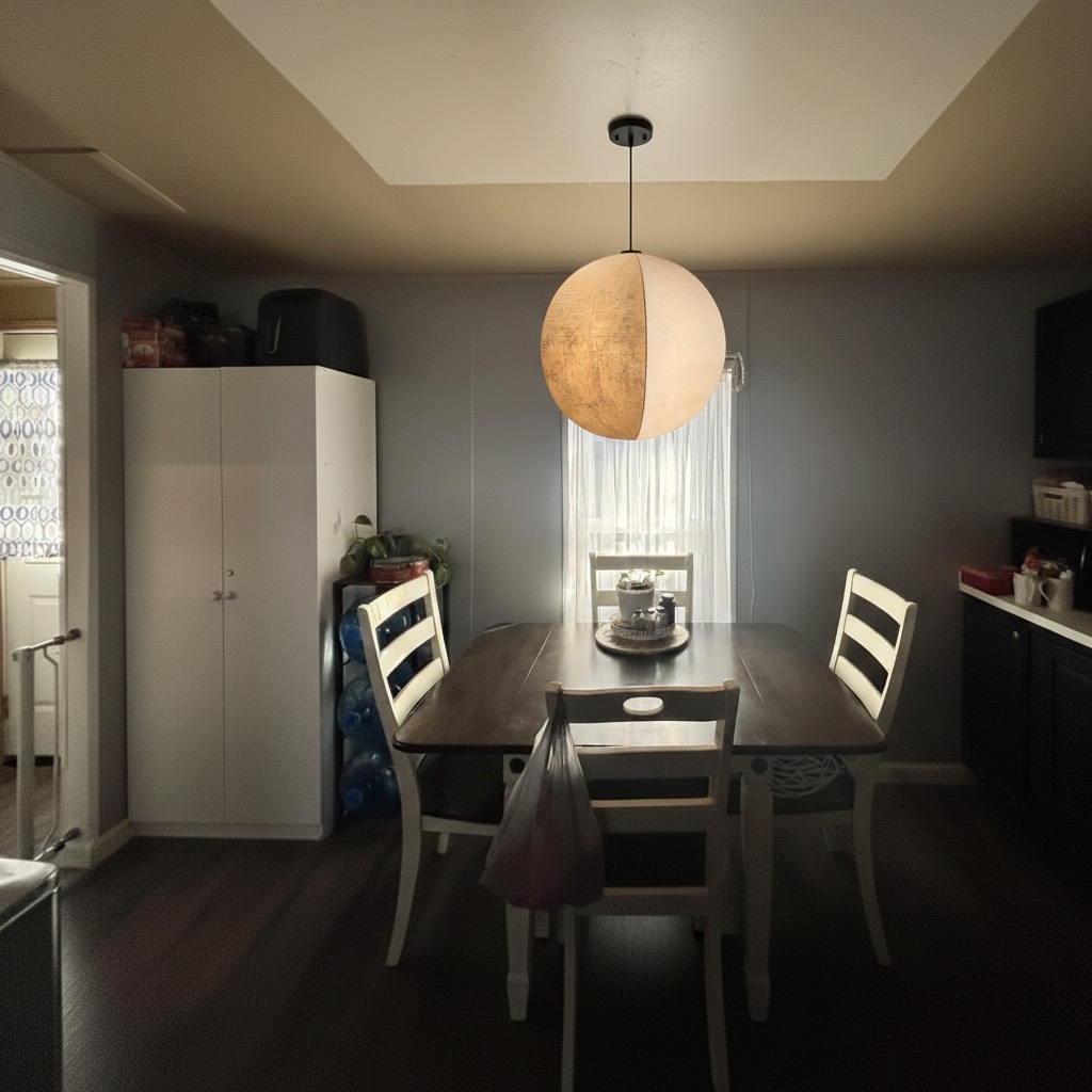 Customer review photo of Diora pendant in kitchen dining area