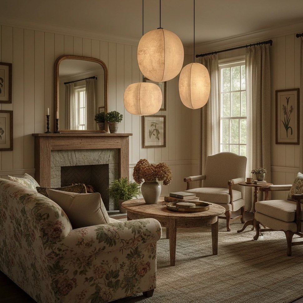 Diora pendant size reference in a living room