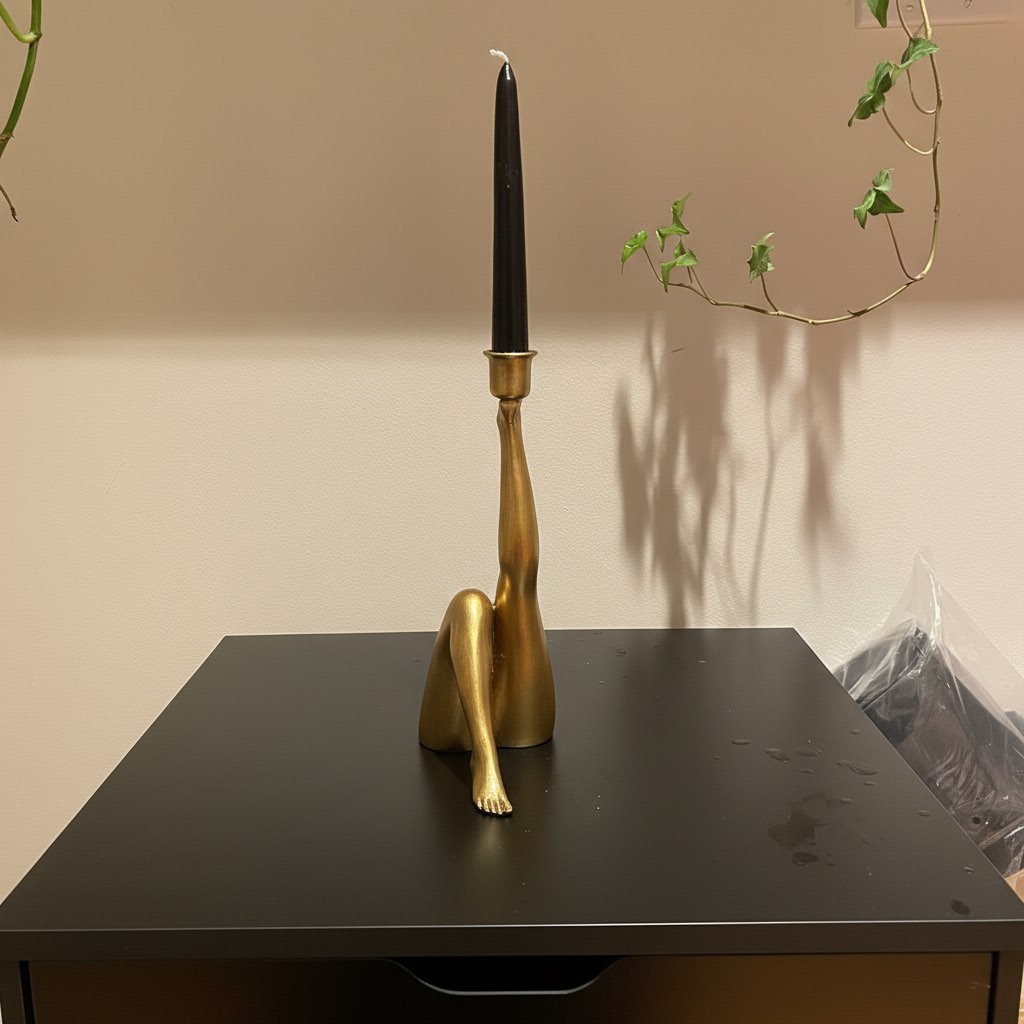 Customer photo of gold Kickra candle holder on table