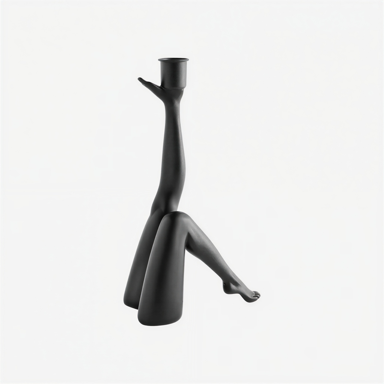 Black bent-leg style variation of Kickra candle holder