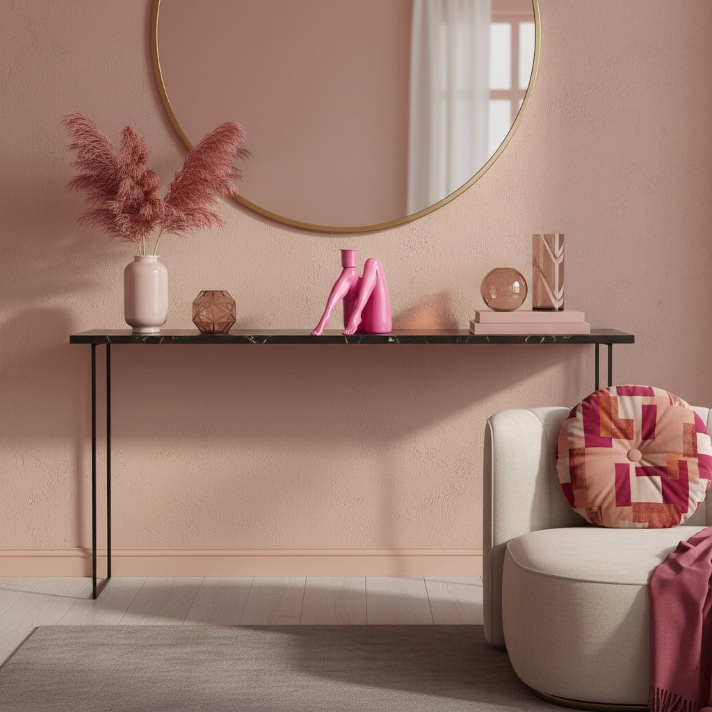 Pink Kickra candle holder in a room setting