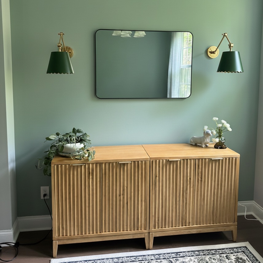 Customer console scene with Foldray sconces