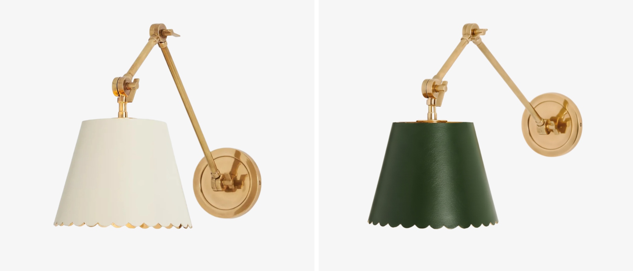 Foldray wall light shade color options in white and green