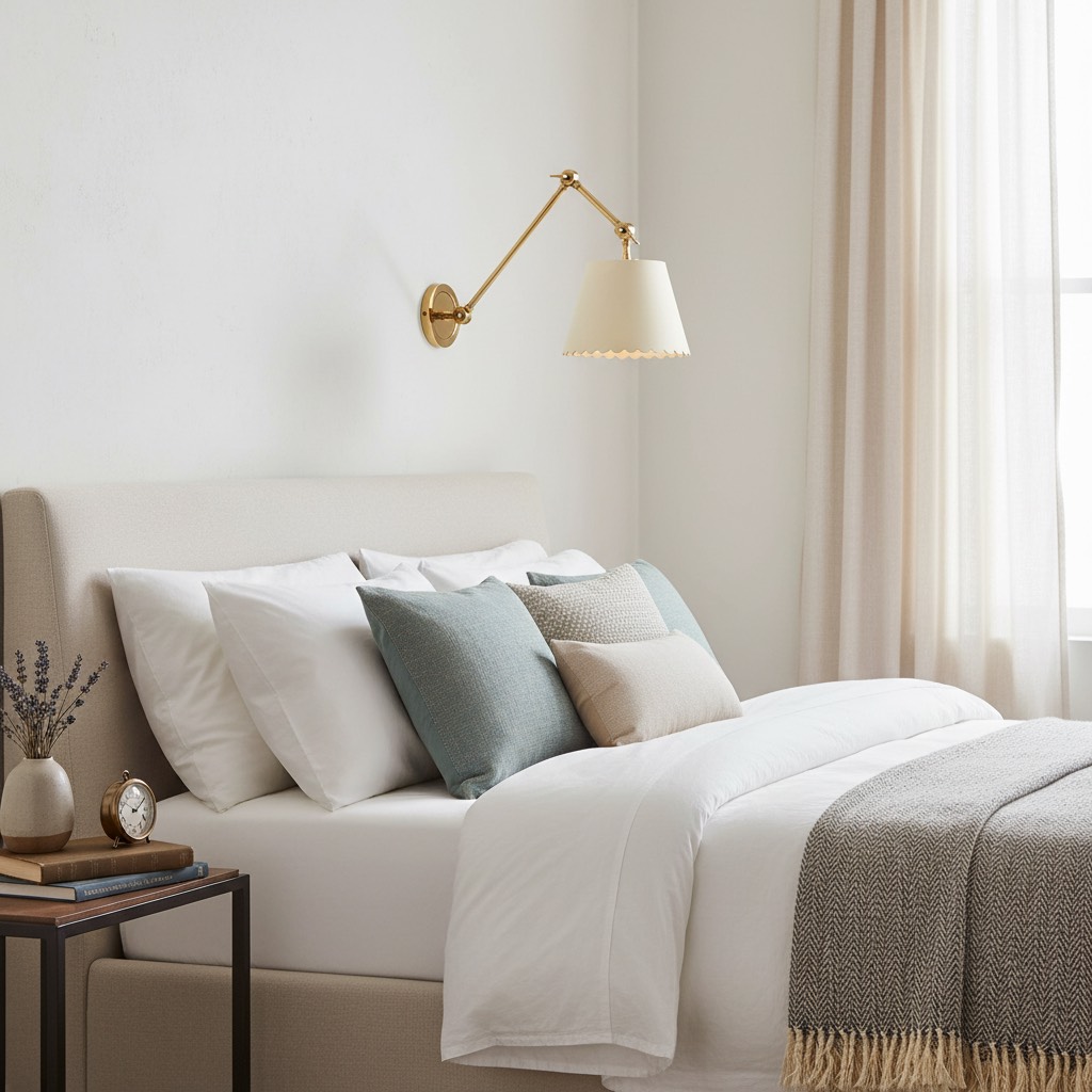 Foldray wall sconce used as bedroom lighting