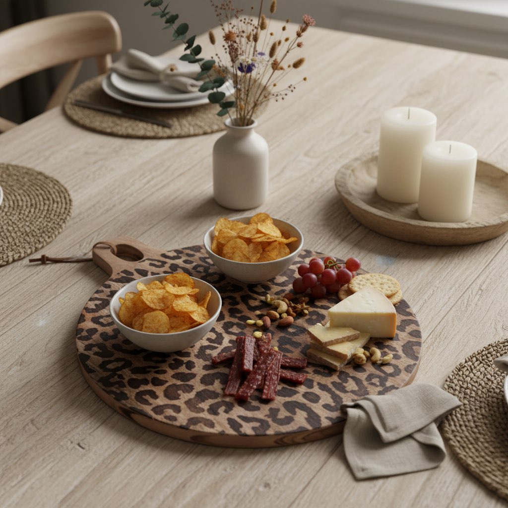 Small leopard print serving board for snacks and accent serving