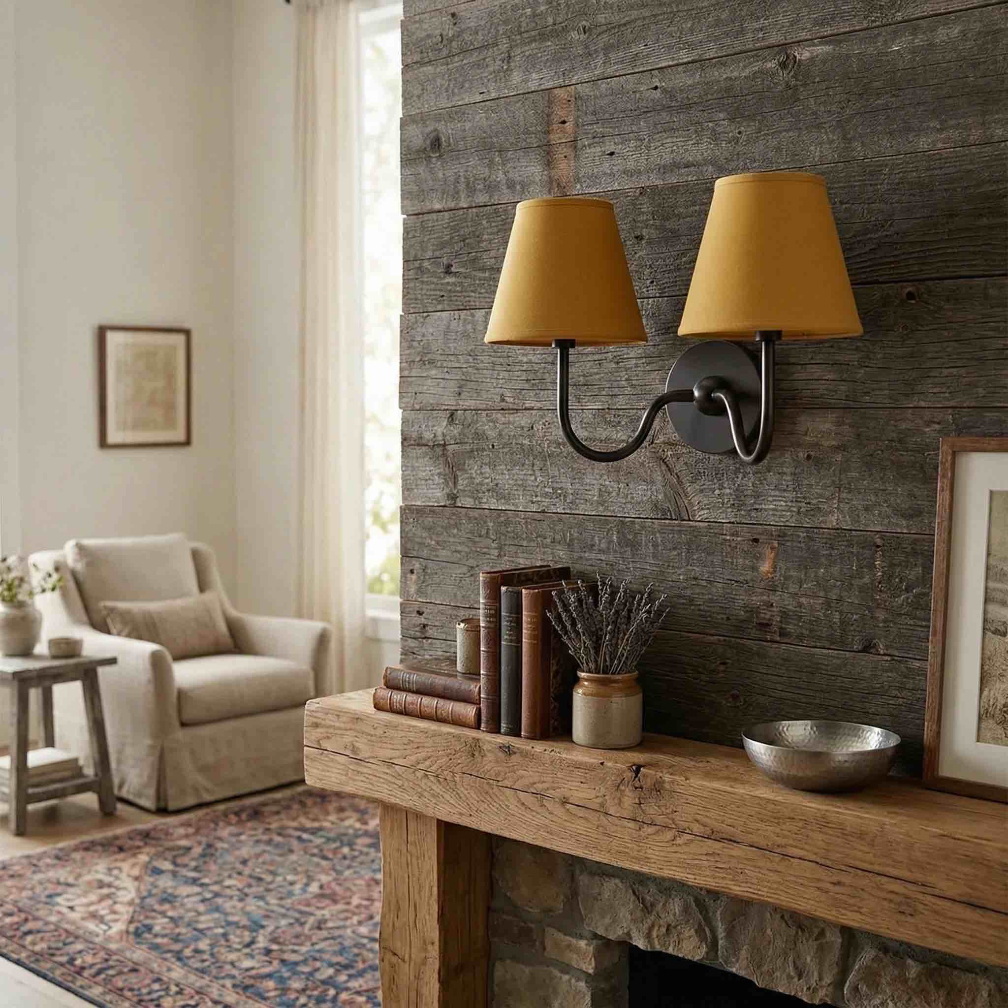 Double wall light in a room