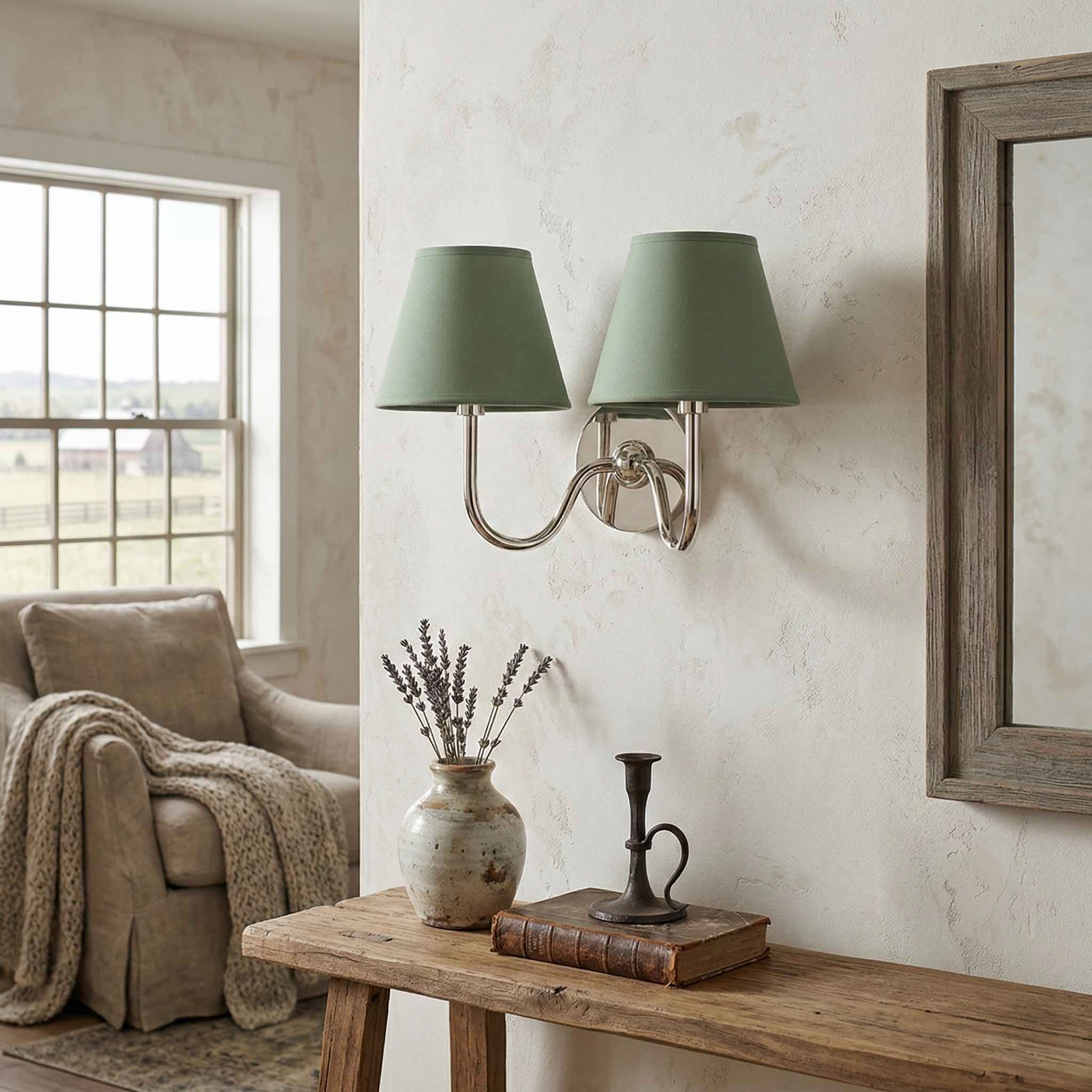 Double wall light styled in room