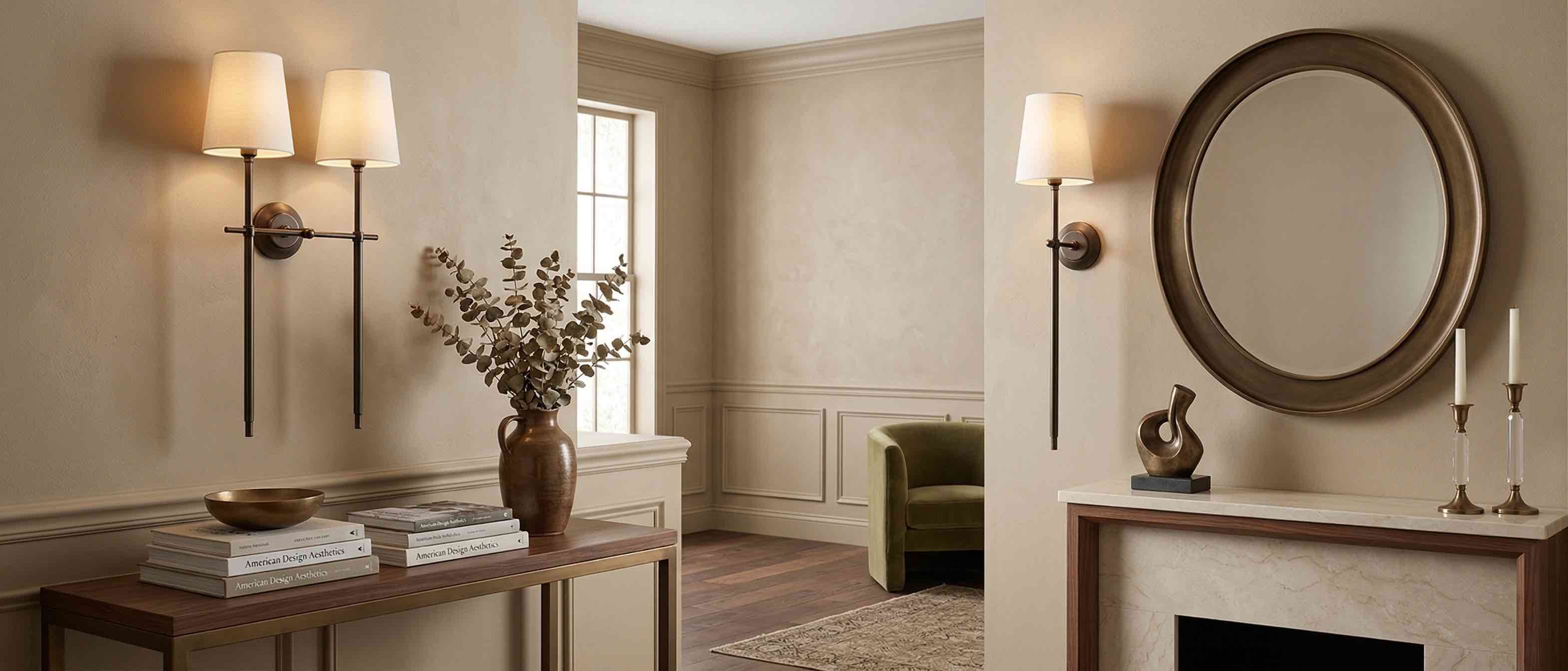 Bryant wall lamp shown in a warm interior setting
